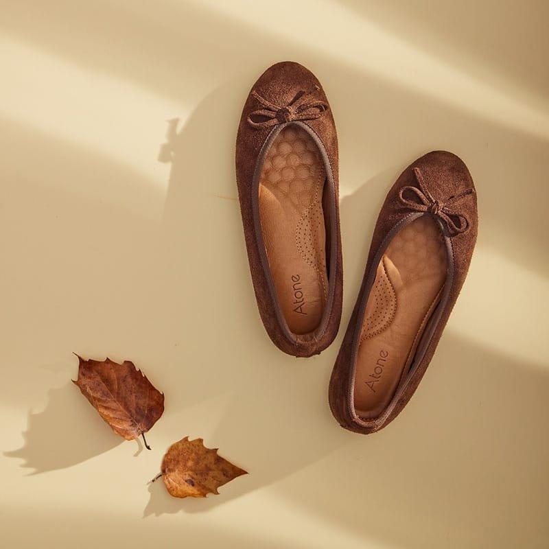 Alaiya Suede Ballerina Brown