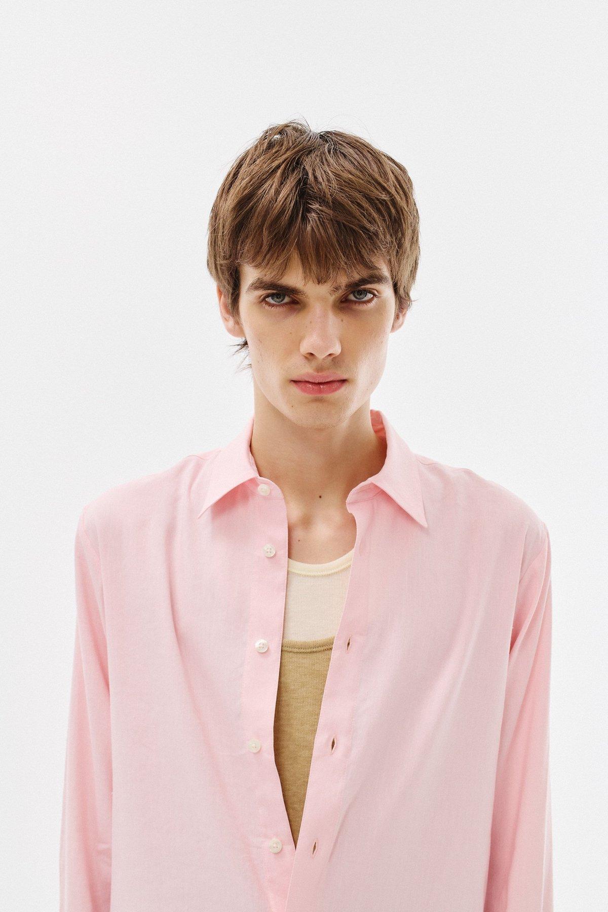 Classic Shirt Silk-Linen Blend, Pink