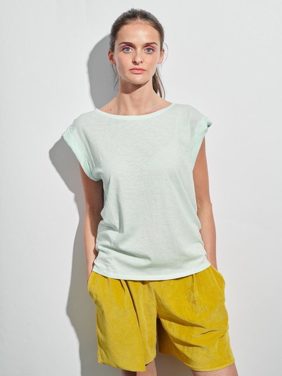 White Turn-Up Sleeve T-Shirt