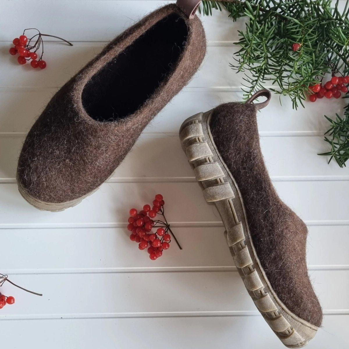 Men's Felted Shoes - Brown Wool