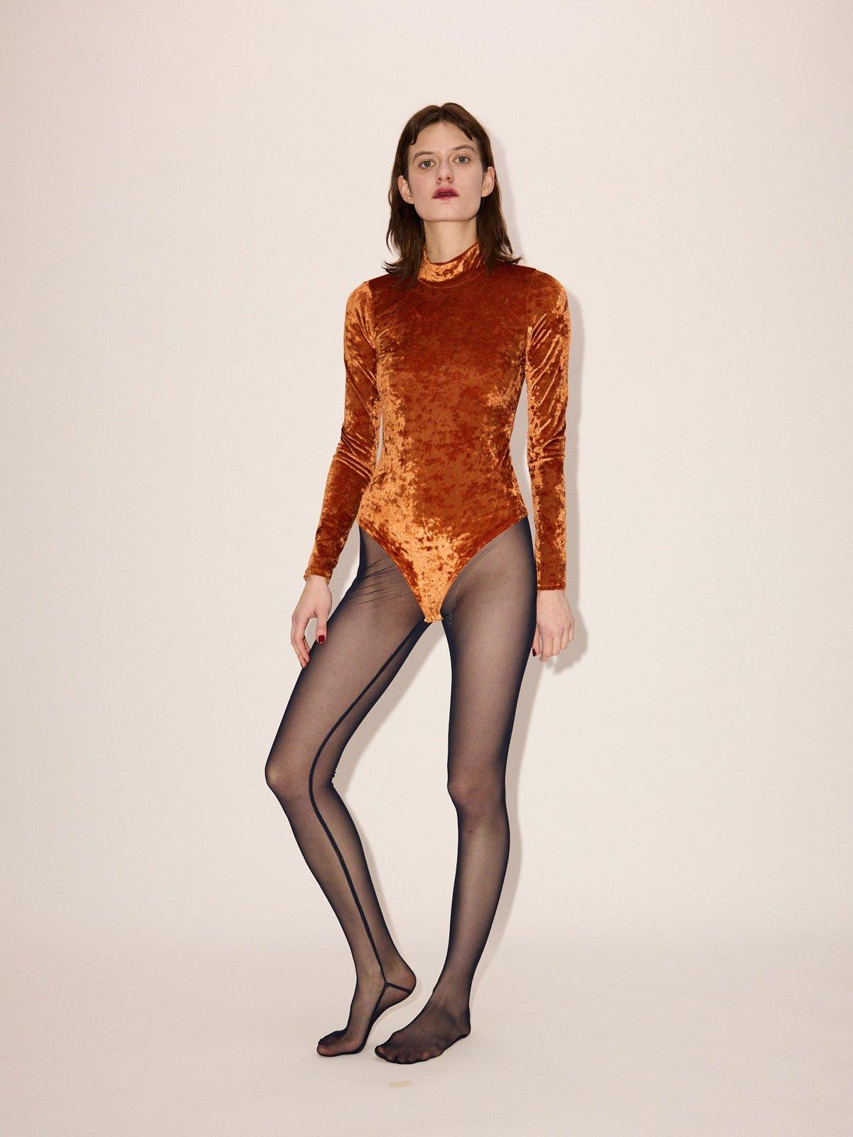 High Neck Velvet Bodysuit