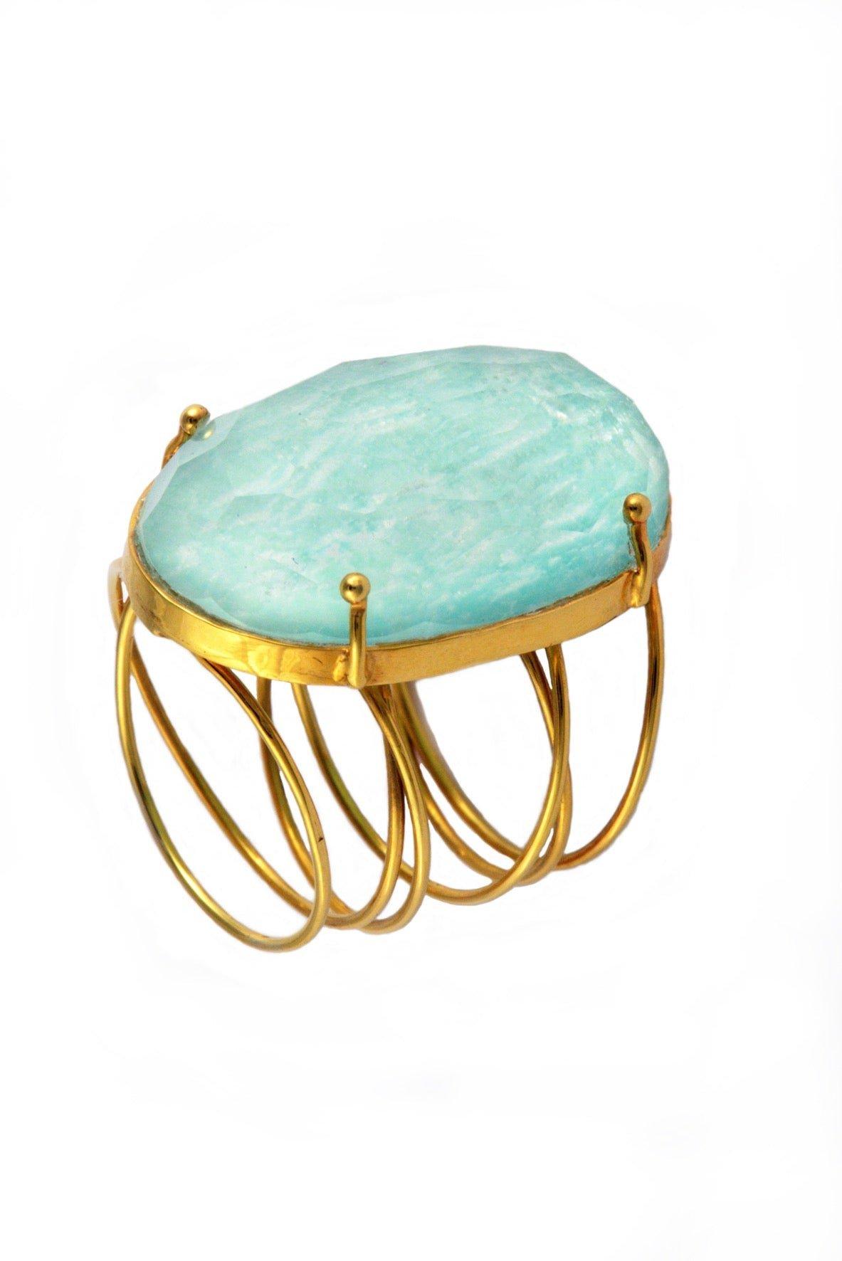 Golden Amazonite Spiral Ring