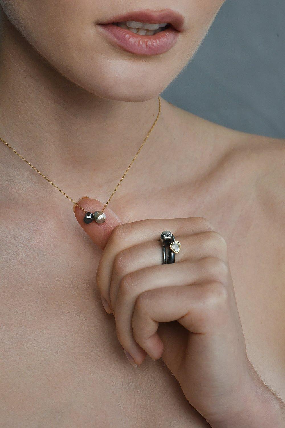 Double Facet Silver Necklace