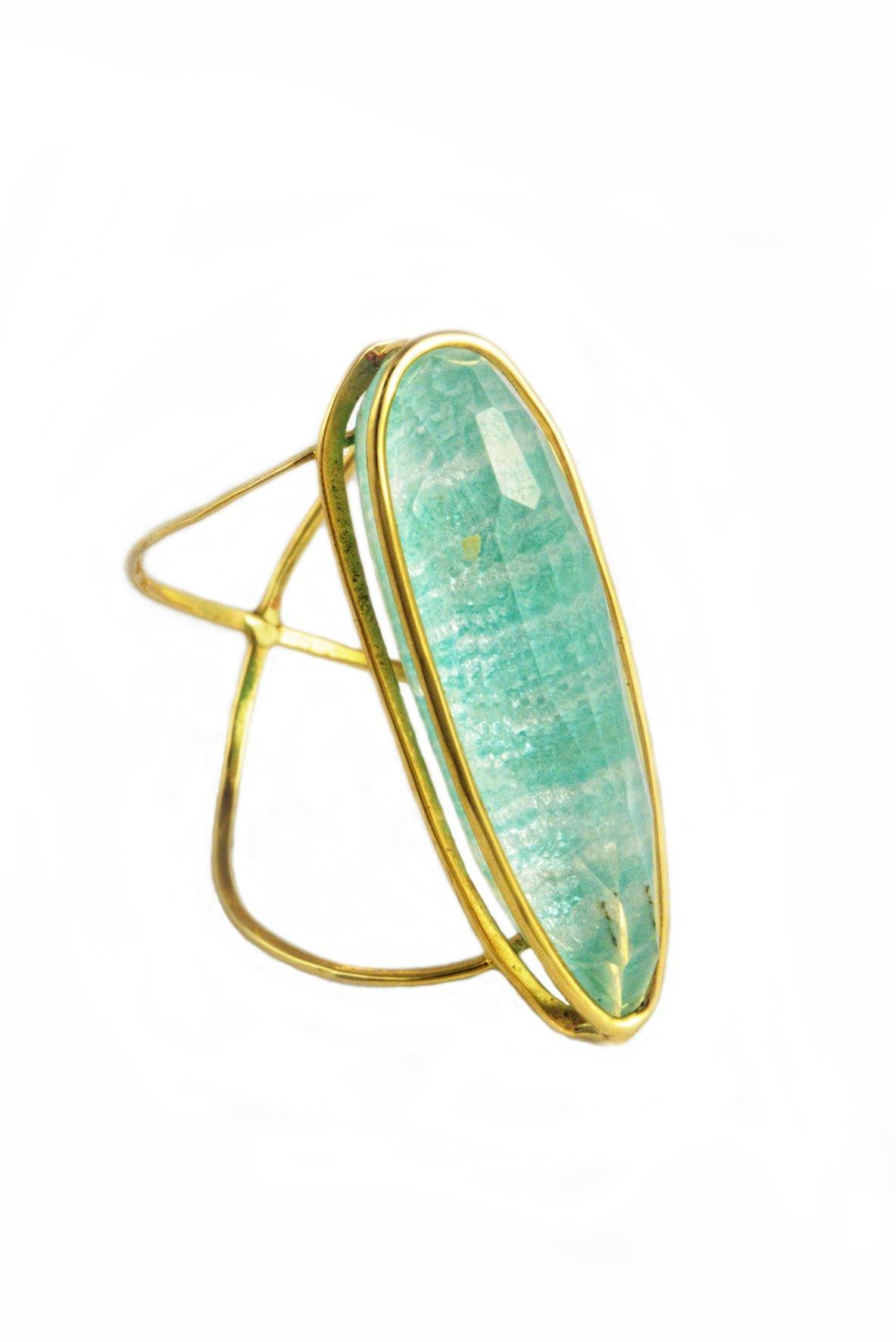 Golden Amazonite Infinity Ring