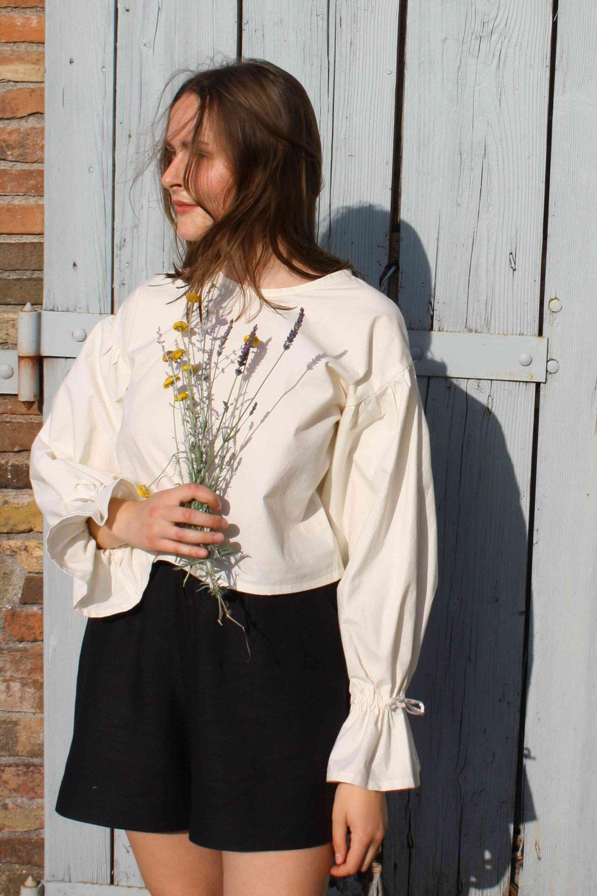 White Cotton Blouse With Bows
