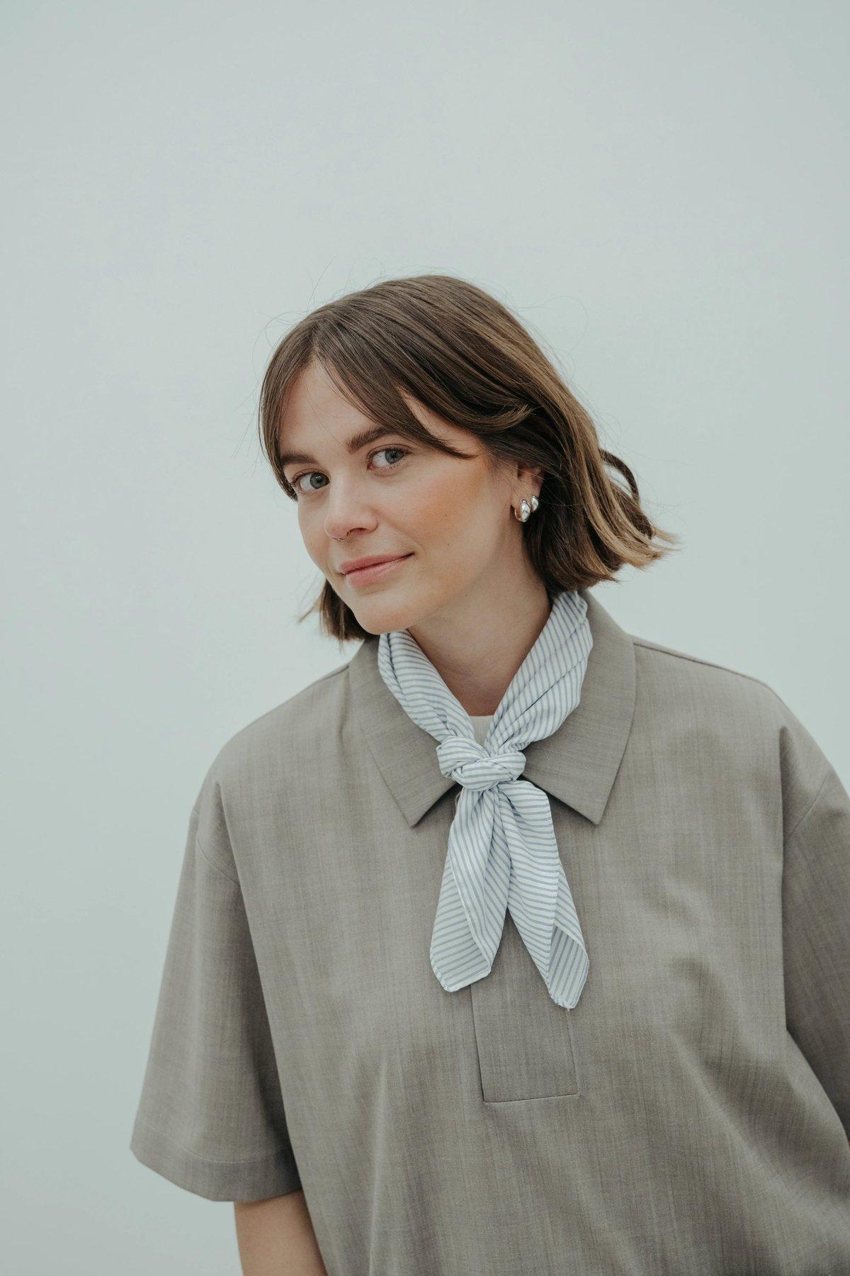 Square Scarf Blue Stripe