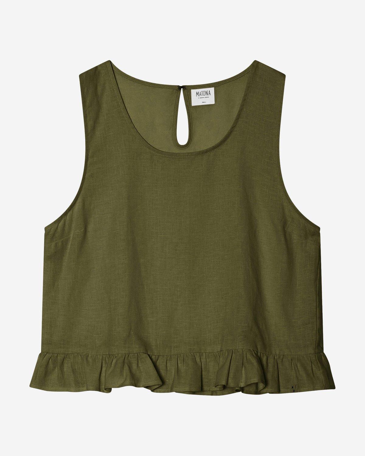 Gathered Top Olive