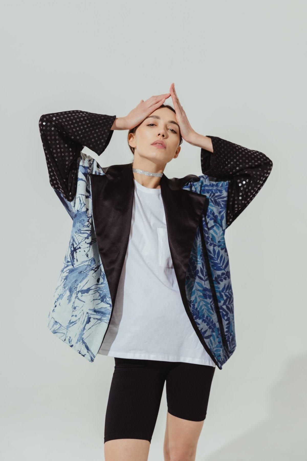 Kimono Denim Patchwork Wool