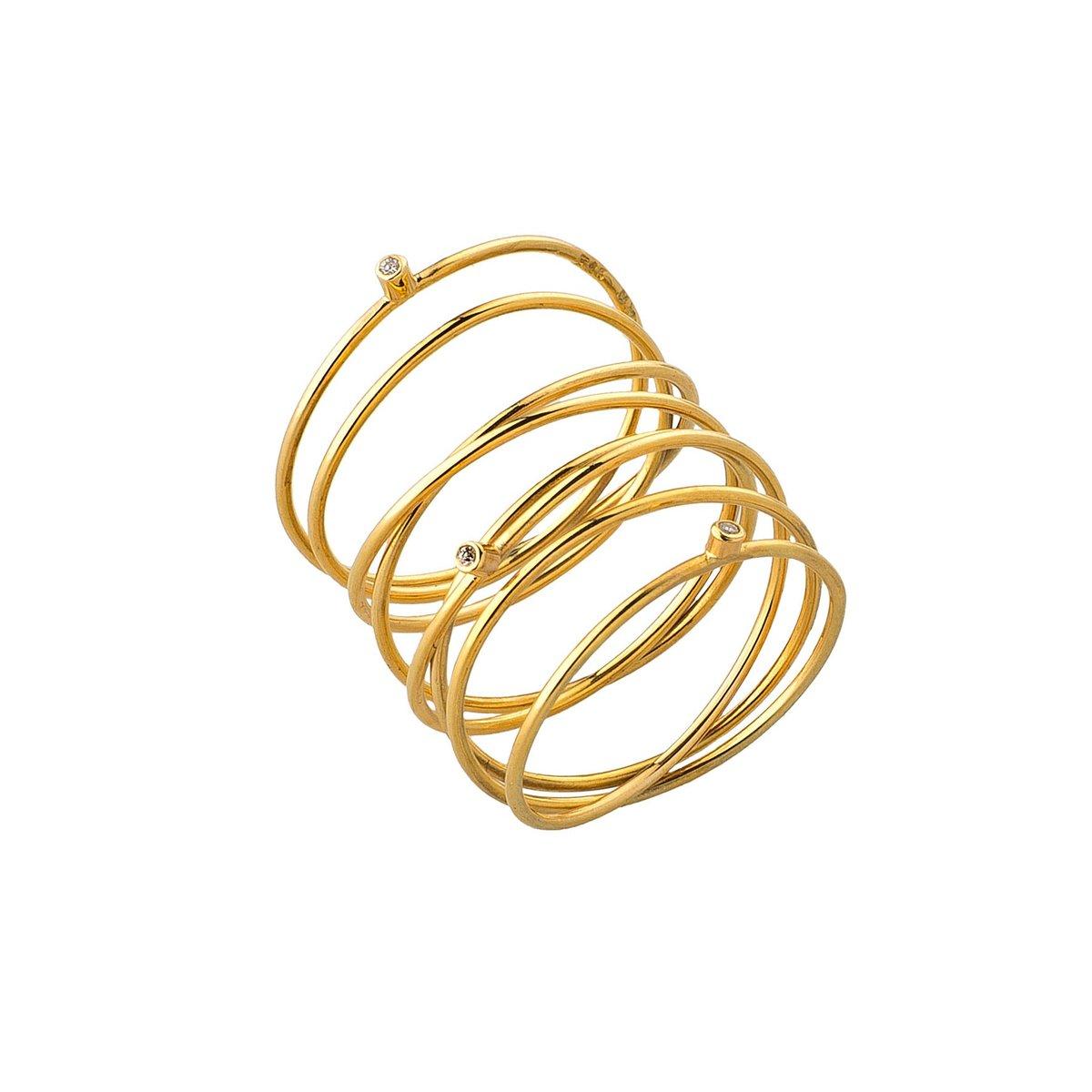Spiral Gold Ring With Diamonds