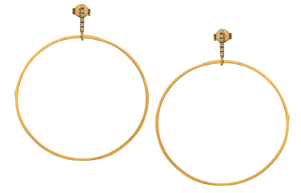 Diamond Line Golden Hoops