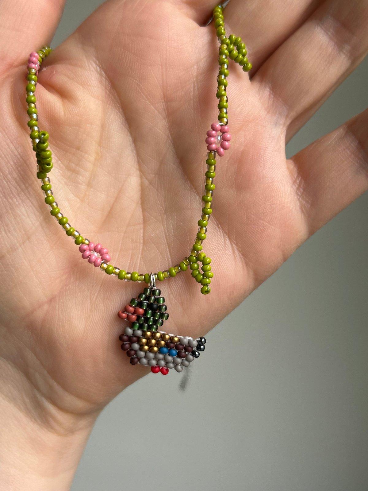 Handmade Beaded Duck Necklace