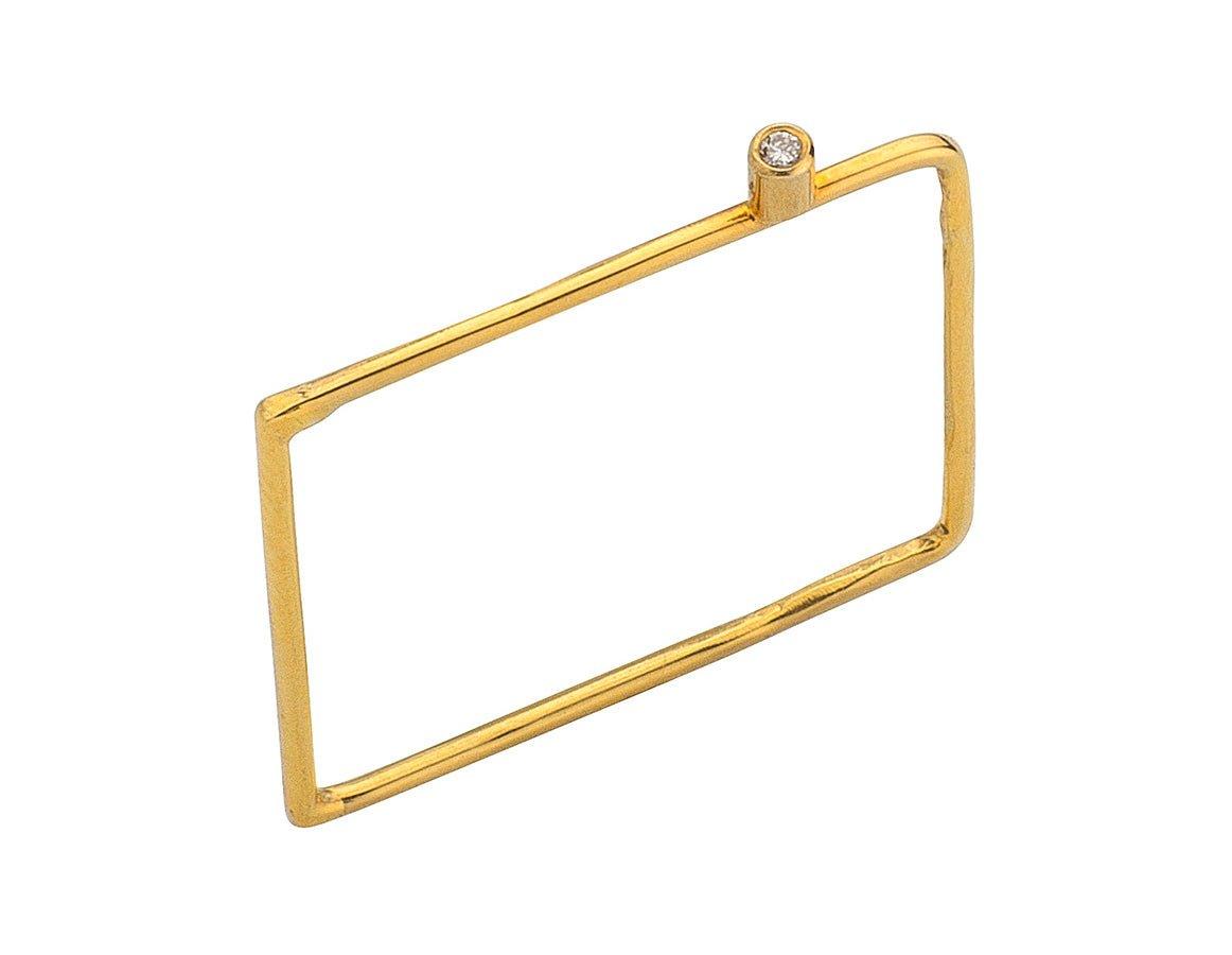 Square 14K Gold Diamond Ring