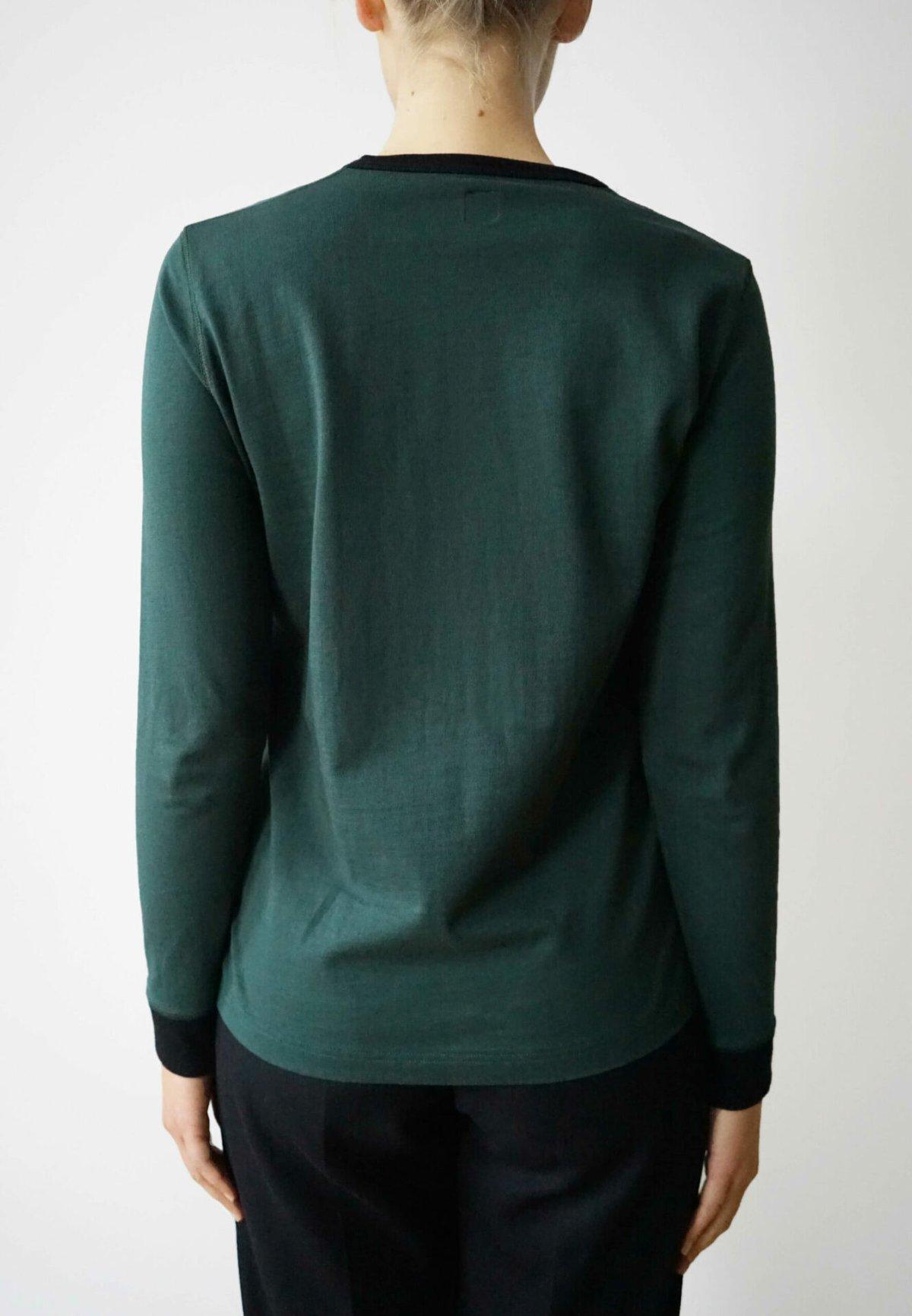 Mori Dark Green Black Ringer Longsleeve