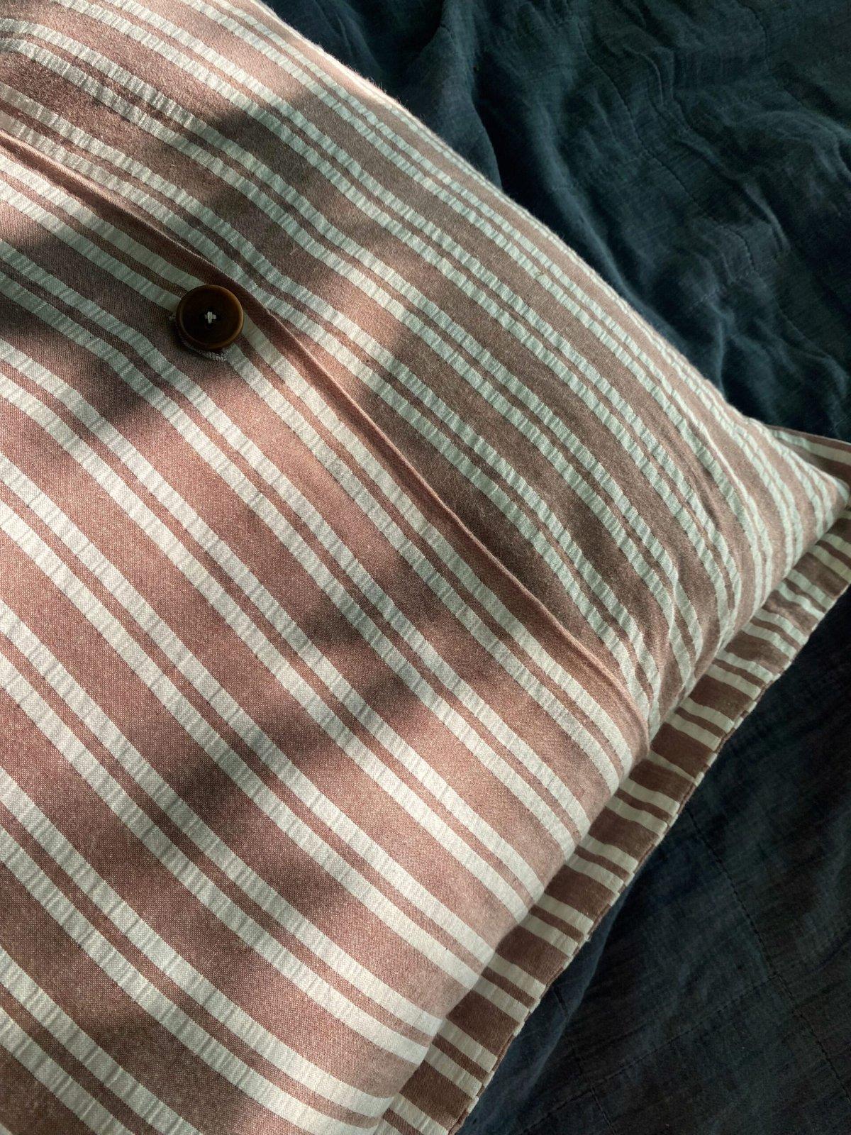 Mauve Striped Seersucker Pillowcase