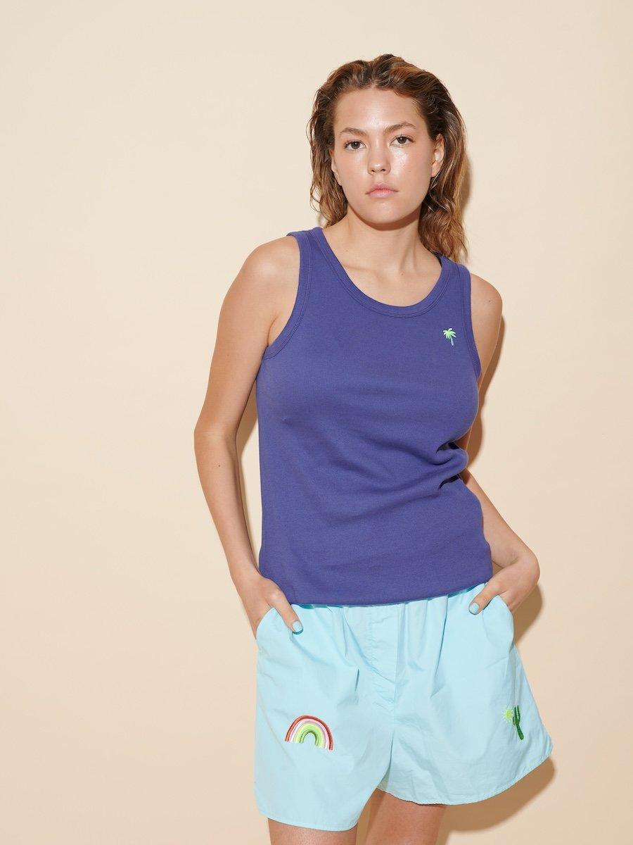 Rib Top Palm Navy