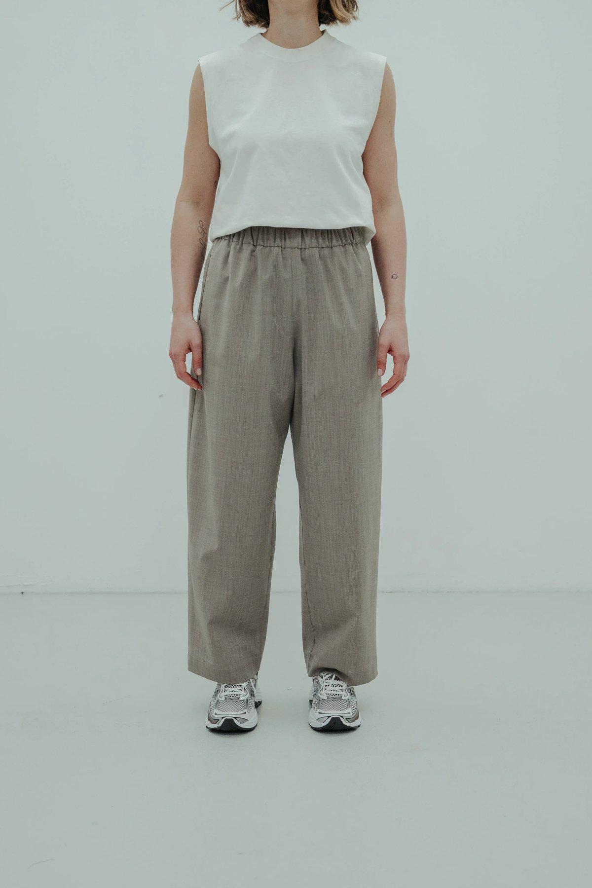 Wide Wool Pants Beige