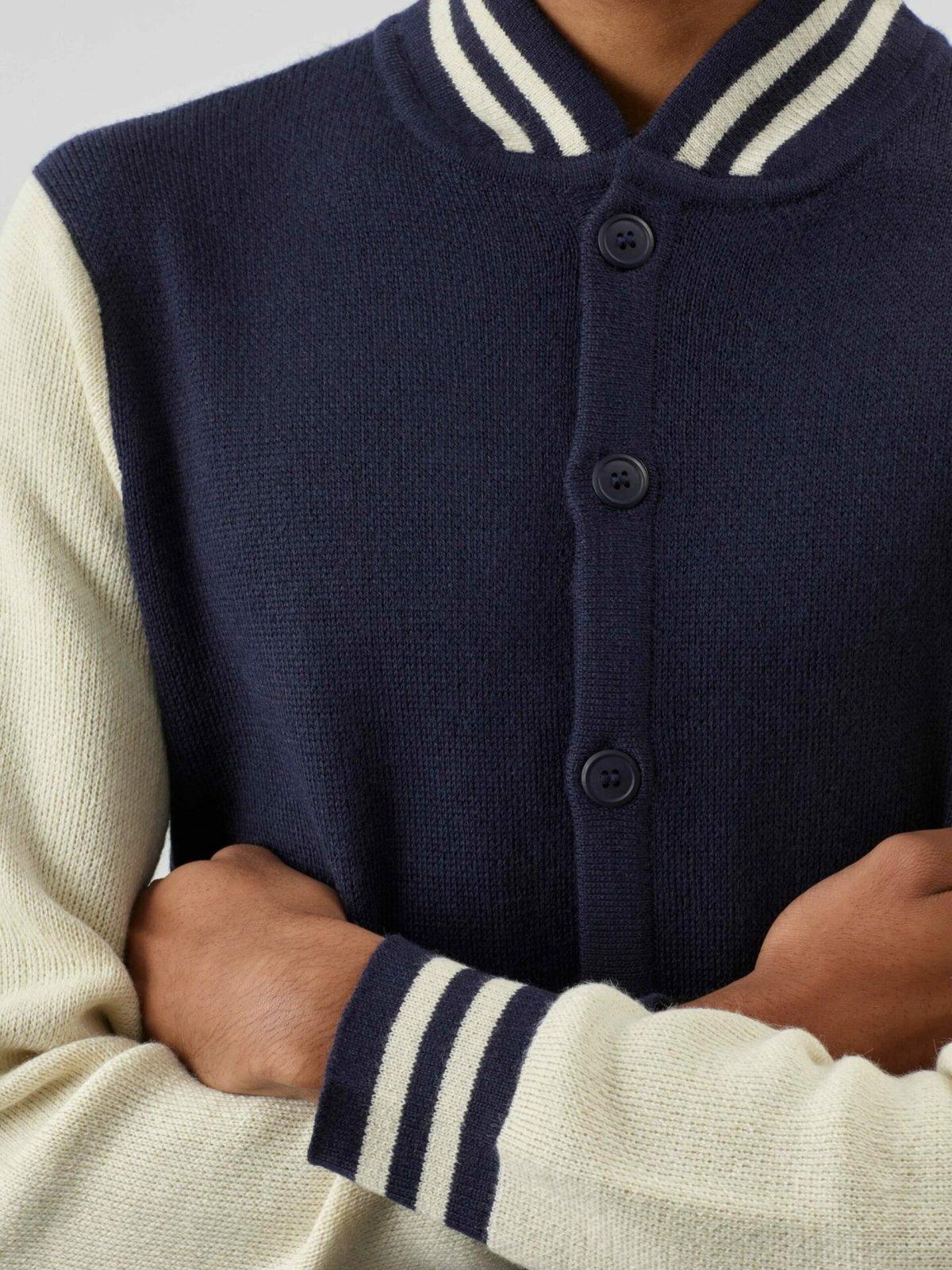 Varsity Navy Bomber Cardigan