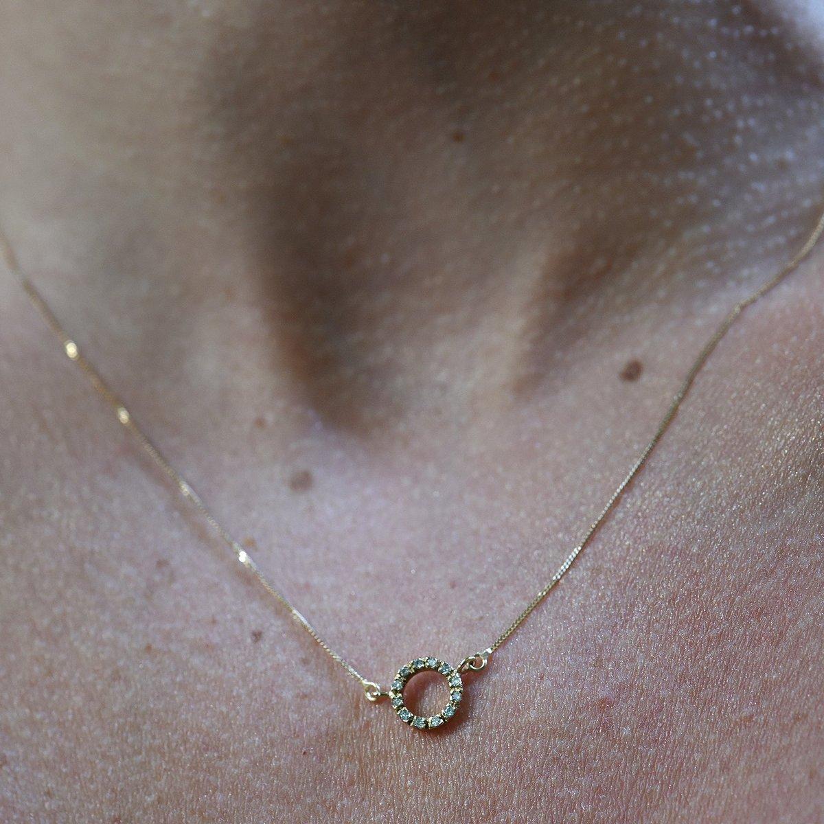 Golden Diamond Circle Necklace