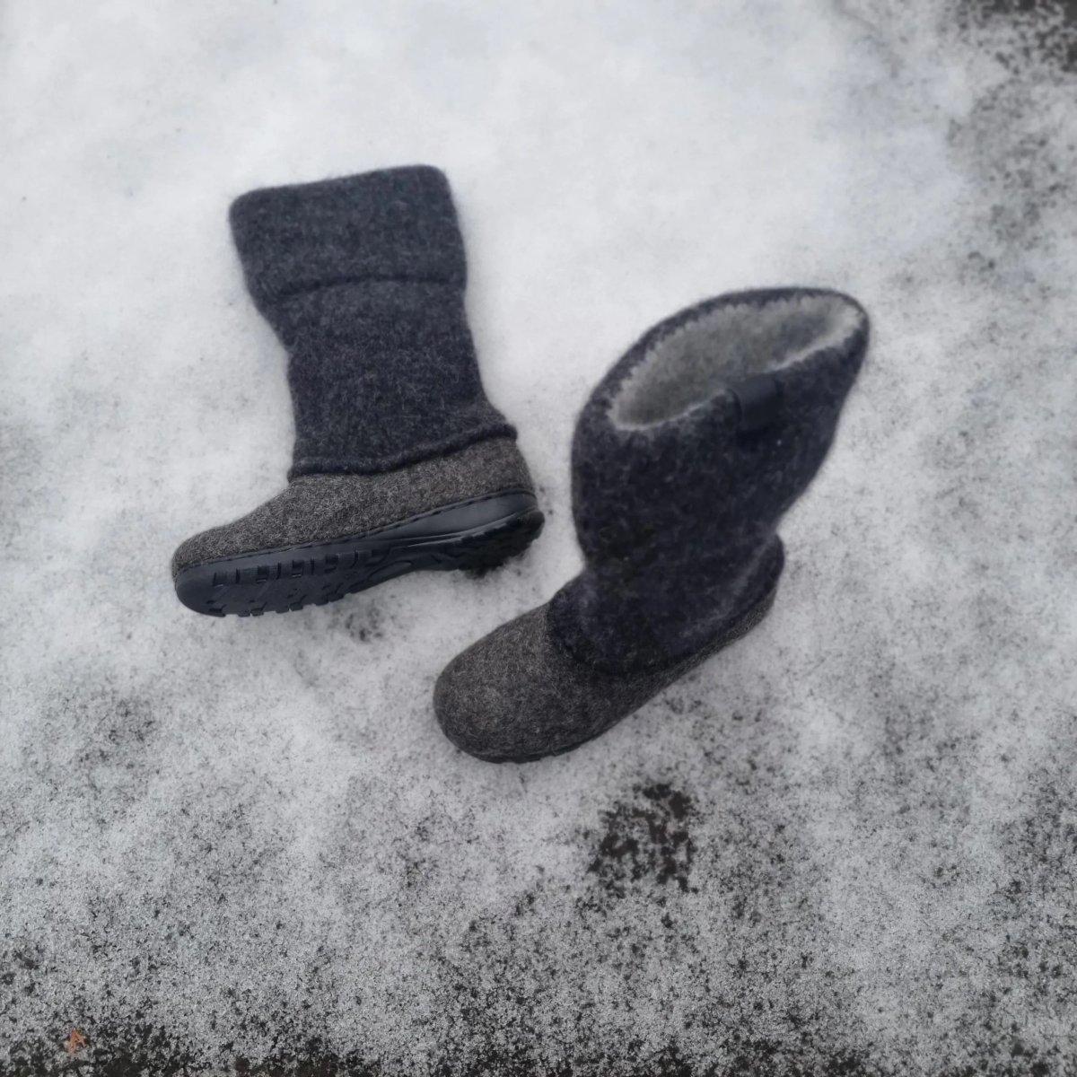 Felted Dark Grey Winter Boots Flavo