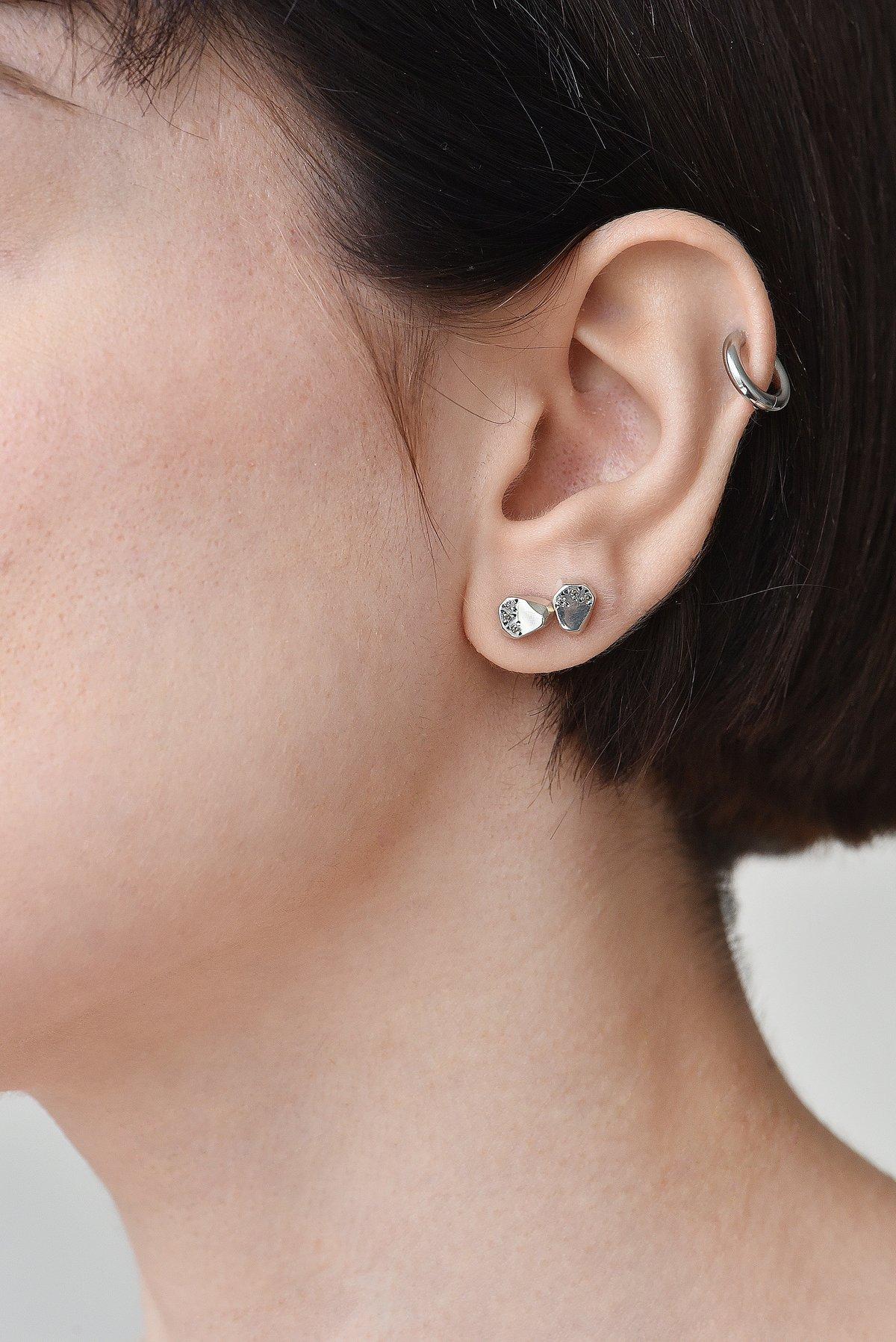 Silver Earrings with Brown Diamonds