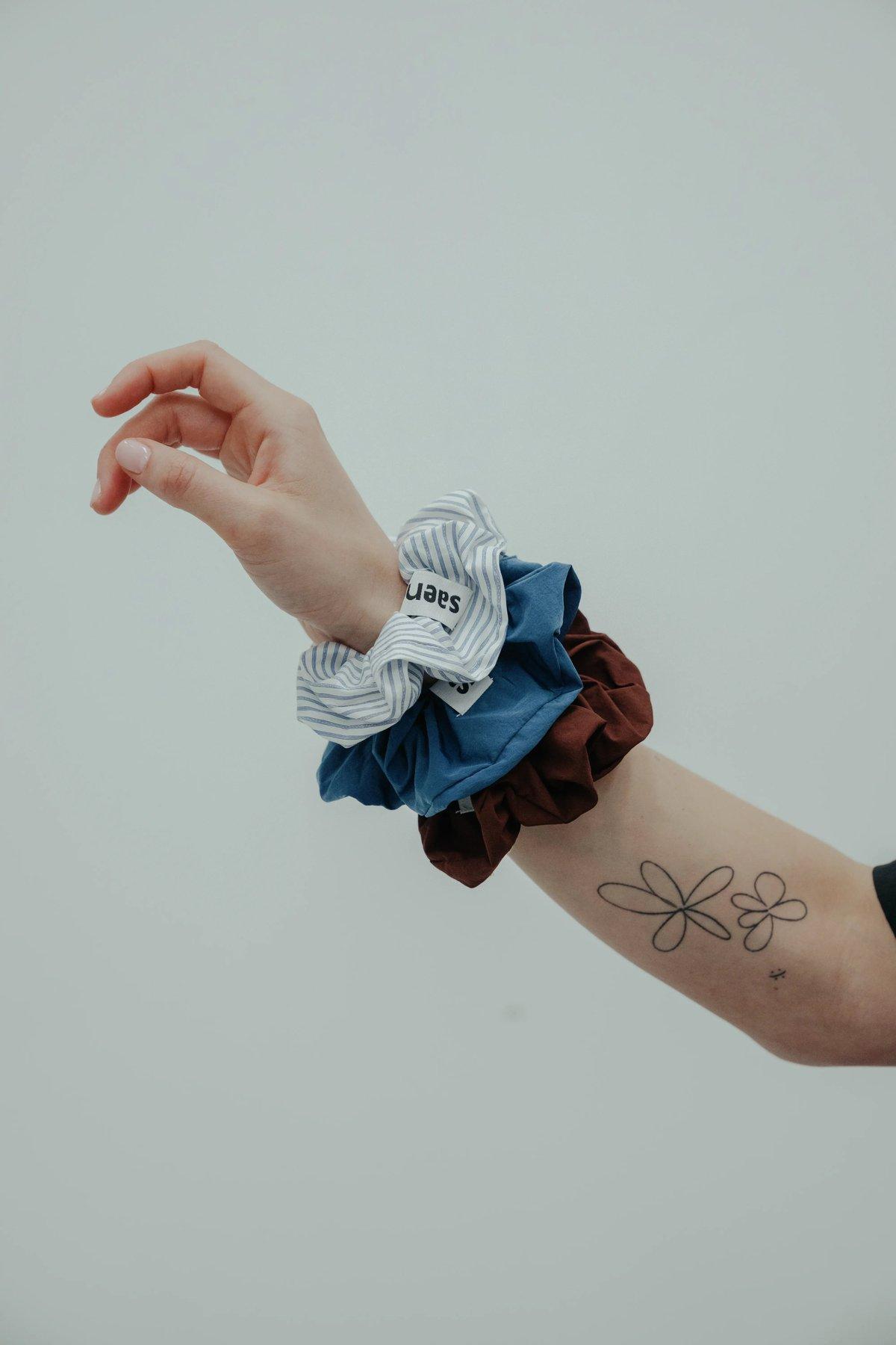 Blue Stripe Scrunchie