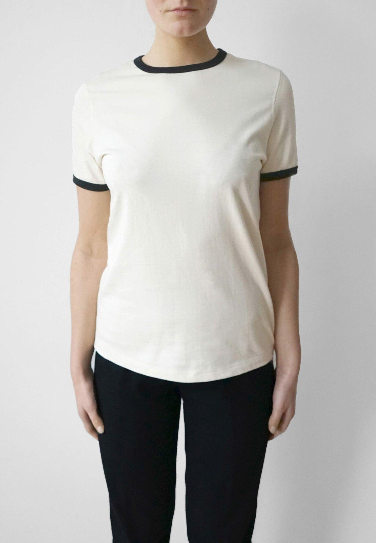 Lennon Ecru Black Ringer T-Shirt