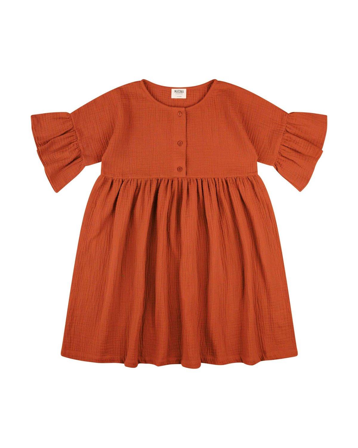 Volant Dress Brick