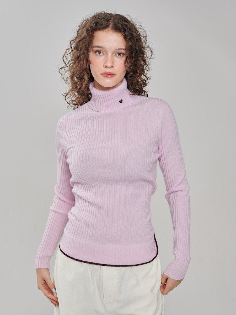 Cashmere Ribbed Turtleneck Pink