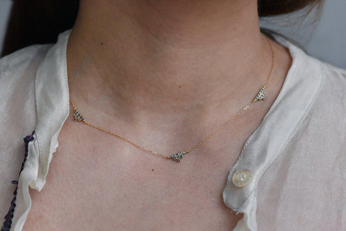 Triple Triangle Blue Sapphire Necklace