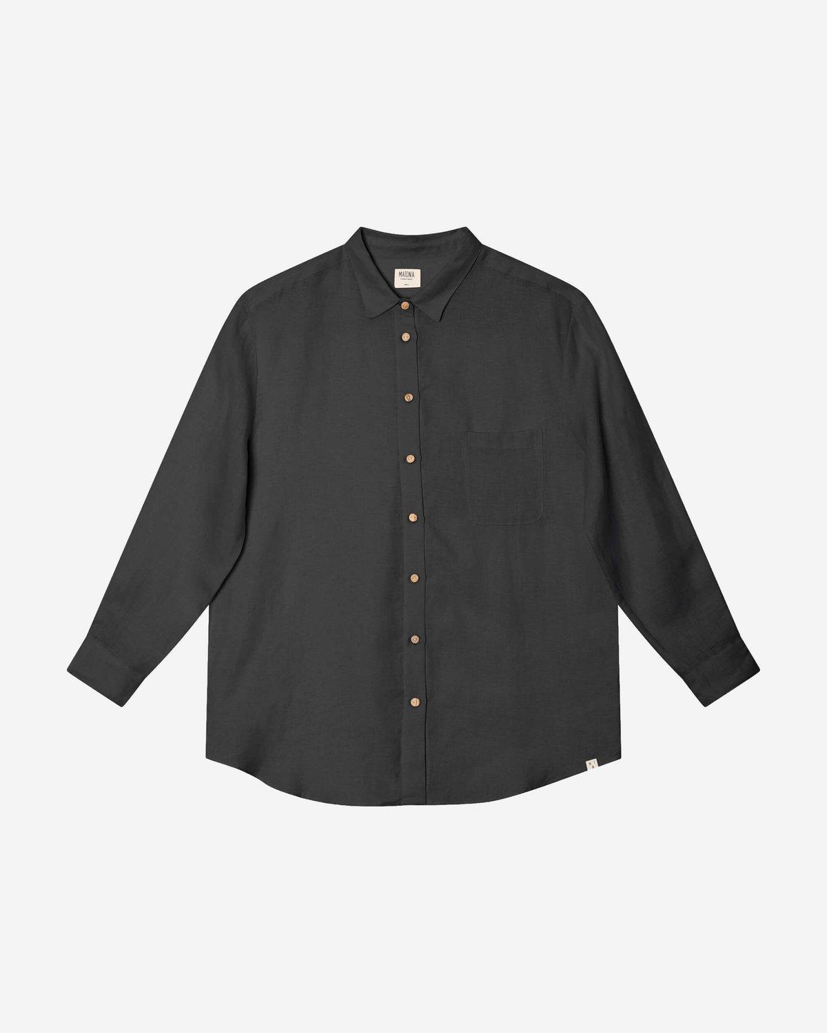 Linen Shirt Blouse Black